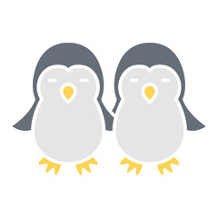 Penguin icon in flat color style