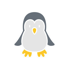 Penguin icon in flat color style