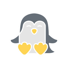 Penguin icon in flat color style