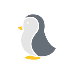 Penguin icon in flat color style