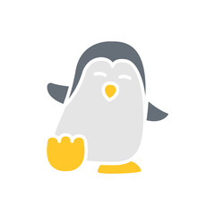 Penguin icon in flat color style