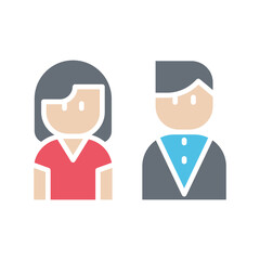 Toilet sign icon in flat color style