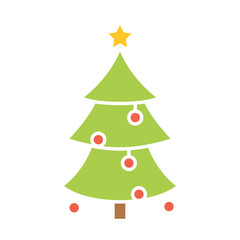 Christmas tree icon in flat color style