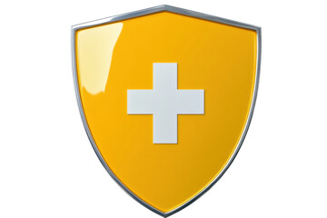 Fototapeta premium Orange shield for first aid ID, cut out