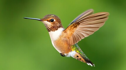 Fototapeta premium A vibrant hummer in mid-flight showing motion.