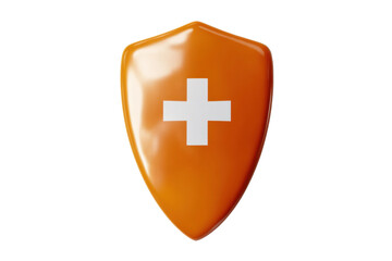 Obraz premium Orange first aid shield symbol shown, cut out