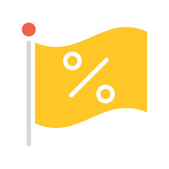 Sale flag icon in flat color style
