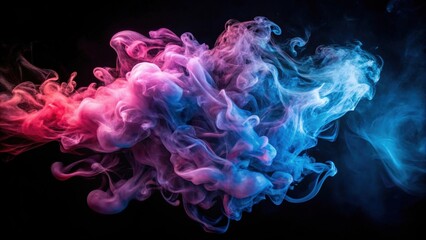 Abstract Swirling Vapor in Vivid Hues of Pink and Blue Against a Dark Background