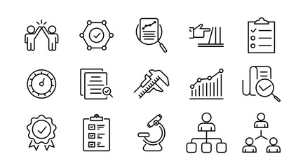 Business teamwork and management line icon set. Company, people, teamwork, office, work, growth, group line icons collection vector. Ui outline icon pack