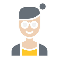 Woman icon in flat color style