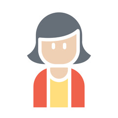 Woman icon in flat color style
