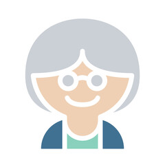 Woman icon in flat color style