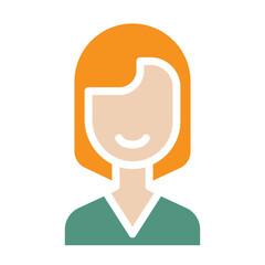 Woman icon in flat color style