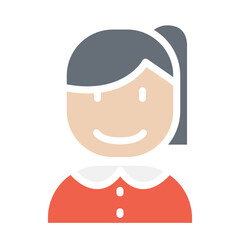 Woman icon in flat color style
