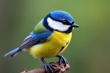 Obraz premium Close-up of a Colorful Eurasian Blue Tit Perched on a Branch