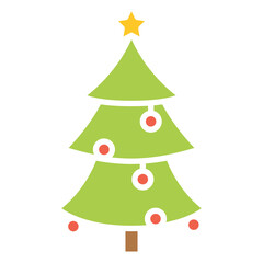 Christmas tree icon in flat color style