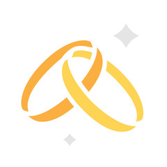 Wedding rings icon in flat color style