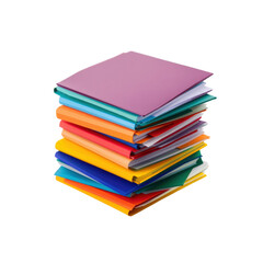 Stack of colored documents on transparent background. emphasizing organization and paperwork. Ideal for business, office and administrative themes, png