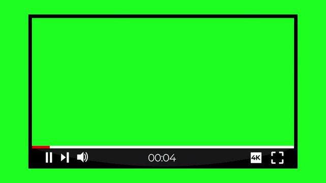Modern video player UI template on a green screen background, ideal for motion graphics and compositing