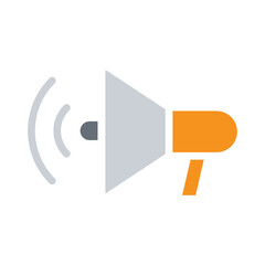 Announcement, megaphone icon in flat color style
