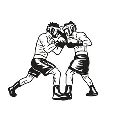 Fototapeta premium vector sketch illustration of boxing sparring exercise