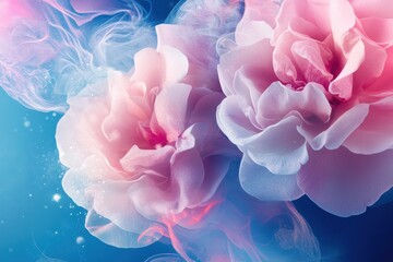Fototapeta premium 色とりどりの花が水中に漂う幻想的な風景