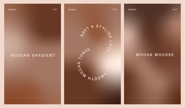 Set of vertical elegant modern gradient backgrounds in mocha mousse color. Perfect for social media, mobile websites, or presentations. A stylish abstract banner collection with a silky, fashion vibe.