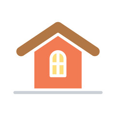 House icon in flat color style