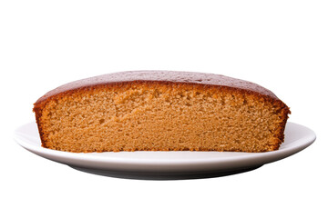 Delicious slice of cake on a white plate, cut out