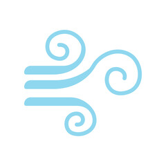 Wind icon in flat color style
