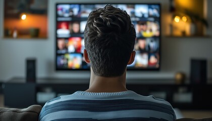 Young Man Engaging With Live Streaming Video Content On The Internet. Enjoying A Live Stream On A Streaming Platform.