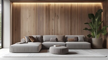 Beautiful Modern Living room Interior with furniture's ,mockup frame , posters, wall -3d Rendering