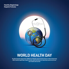 world health day 2025. world health day creative poster, social media post, banner, postcard, background, template, greetings card, web banner, cover design etc. Healthy beginnings, hopeful futures.