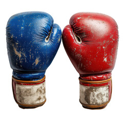 Red and blue boxing gloves isolated on white background.PNG
