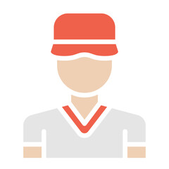 Baseball player icon in flat color style