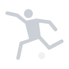 Playing football icon in flat color style
