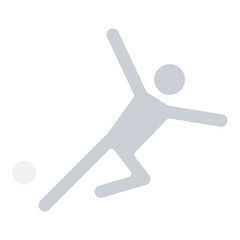 Playing football icon in flat color style