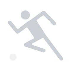 Playing football icon in flat color style