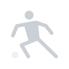 Playing football icon in flat color style