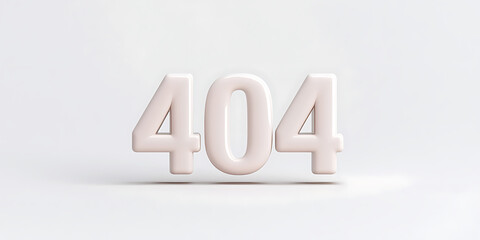 Stylized '404' error message display. Visual representation of error. Minimalist design featuring pastel colors and 3D rendering.