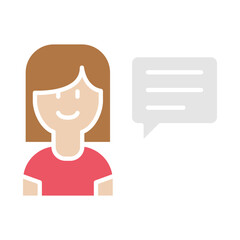 Woman talking icon in flat color style