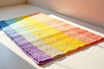 Fototapeta premium Colorful Rainbow Striped Rug for Home Decor
