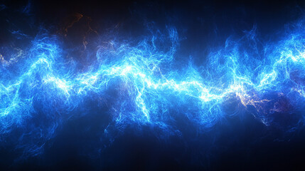 A dynamic burst of bright blue electric energy illuminates a dark background, symbolizing power, innovation, and high-voltage intensity with vibrant electric currents flowing dynamically