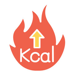 Burning calories icon in flat color style