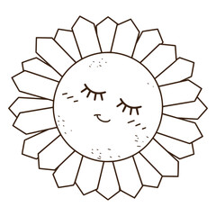 Groovy flower cartoon characters. Funny happy daisy with eyes and smile, Hippie 60s, 70s style, vector illustration isolated on white background in vintage style, Collection of vintage groovy elements