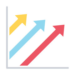 Growth icon in flat color style