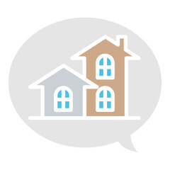 Real estate icon in flat color style