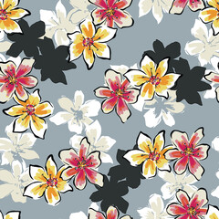 Fototapeta premium abstract an embossed blooming bright flower motif arrangement all - over textile design illustration digital image