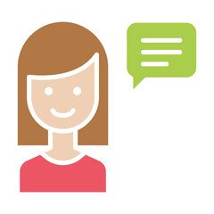 Chat icon in flat color style