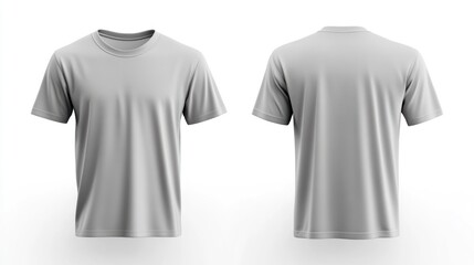 A plain light gray t-shirt mockup, front and back view, white background, no text or images on the shirt, soft lighting to highlight the texture of the fabric.